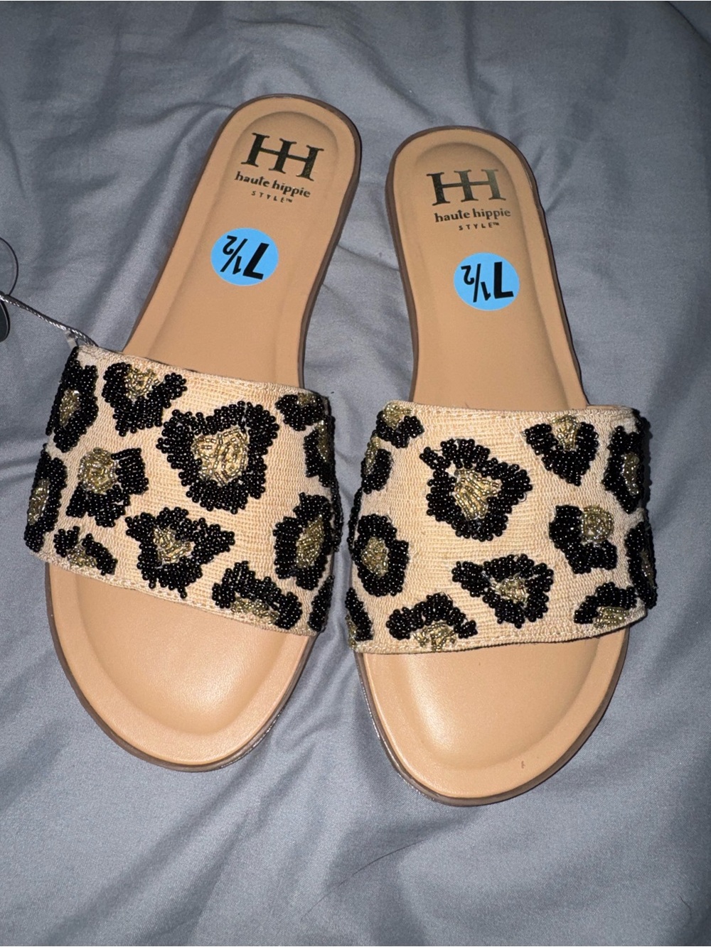 Cheetah Print Beaded Sandals Handmade in India New with Tags Size 7.5 - Picture 7 of 7